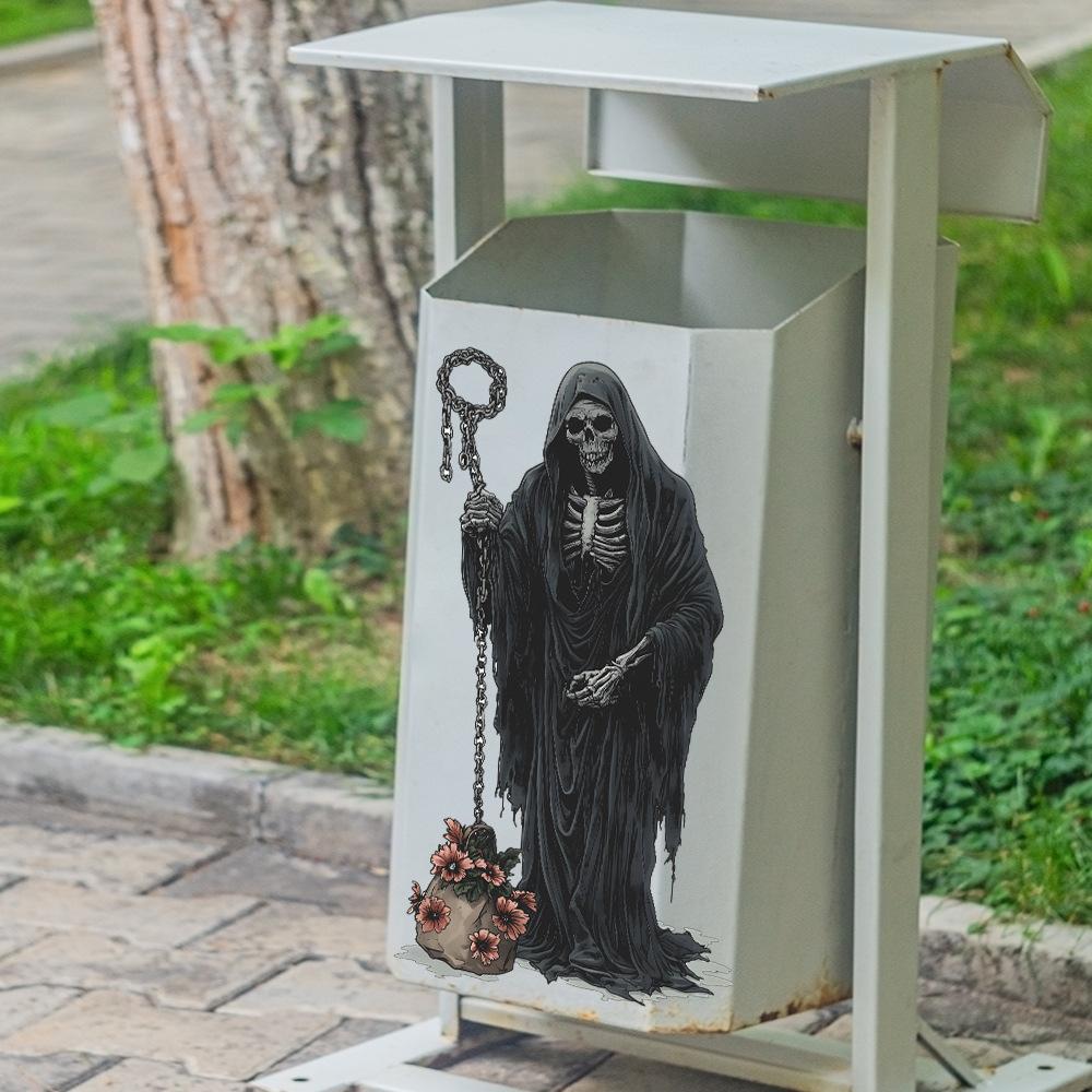 Halloween Creative Skeleton Man Trash Can Festive Atmosphere Decorative Stickers