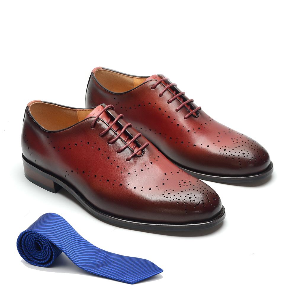 

Luxury Social Wedding Mens Dress Shoes Genuine Leather Wingtip Oxford Formal Shoes Red Black Lace-up Brogue Business Shoes Man 46