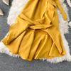 French Elegant New One Piece Dress Women V-neck High Waist Ruffles Sweet Party Dresses Female Korean Fashion Bow Vintage Fairy Dress 2024