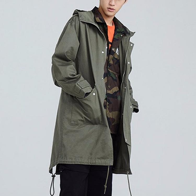 Vans Casual Sports Mid-Length Hooded Jacket Men Jackets Army-Green VN0A3QTUKCZ