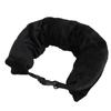 Cestovní krční polštář plnitelný s nastavitelným popruhem U tvar Měkký Sbalitelný Plnitelný Cestovní polštář Úložný vak Černý