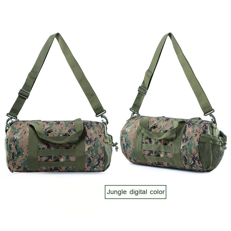 Outdoor Round Camouflage Backpack Military Hiking Bag Sports Attack Tactical Cylindrical Shoulder Bag High Capacity Handbag
