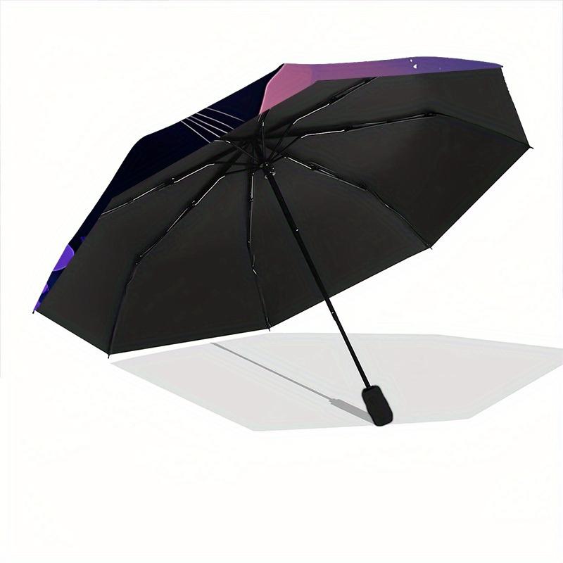 1pc Artistic Black Cat Automatic Open 8-Rib Windproof Umbrella, Travel & Commuting, Suitable for All Seasons