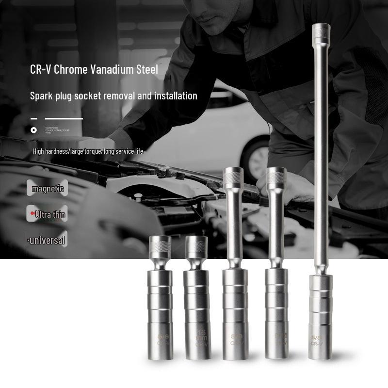 Universelles 5-teiliges Zündkerzensteckschlüssel-Set - 14MM Metrisch, 5/8" Zoll, 9/16" Verlängertes Werkzeug für die Autoreparatur