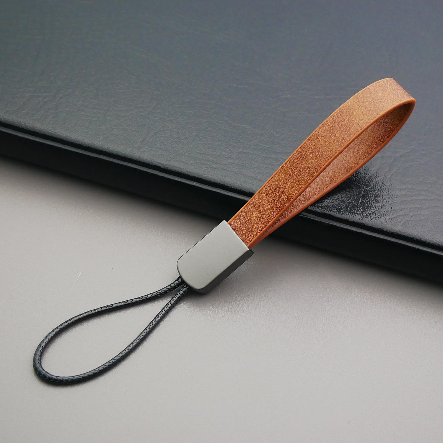 Stylish Leather Car Keychain Pendant and Lanyard (Excluding Tax) кофейный
