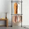 2 Tiers Rod Clothing Rack Adjustable Commercial Garment Closet Organizer Floor Closet Garment Rack Clothes Storage Hanger