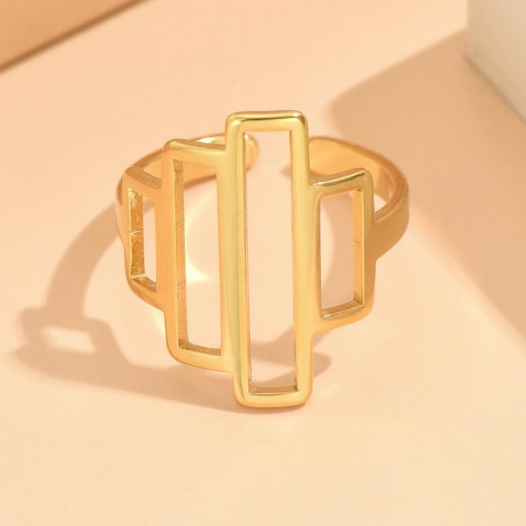 Unisex Cold Style Geometric Stainless Steel Open Ring