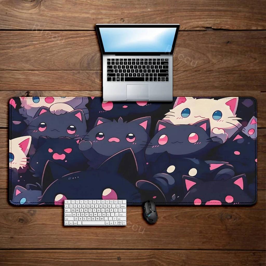 Cute Black Cat teclado mousepad Office Computer Desk Mat Table Keyboard Big mouse pad Laptop Cushion Nonslip Deskpad Home Decor