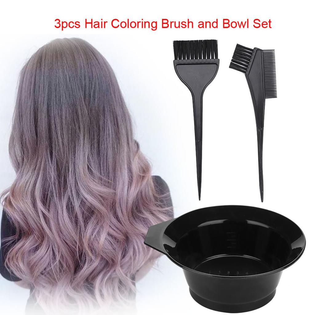 3pcs Hair Coloring Brush and Bowl Set Professional Hair Salon Dyeing Perming Tools