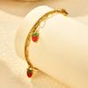 Doppellagiges Erdbeer-Armband aus Edelstahl für Damen Mädchen, Wasserdichte Armbänder in Goldfarbe, Täglicher Schmuck Niedliche Geschenke