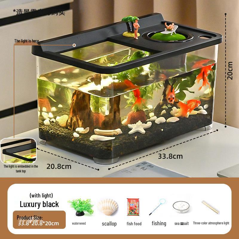 Betta Fish Viewing Tank: Compact Ecological Aquarium for Small Goldfish—Stylish Plastic Design for Home or Office Display