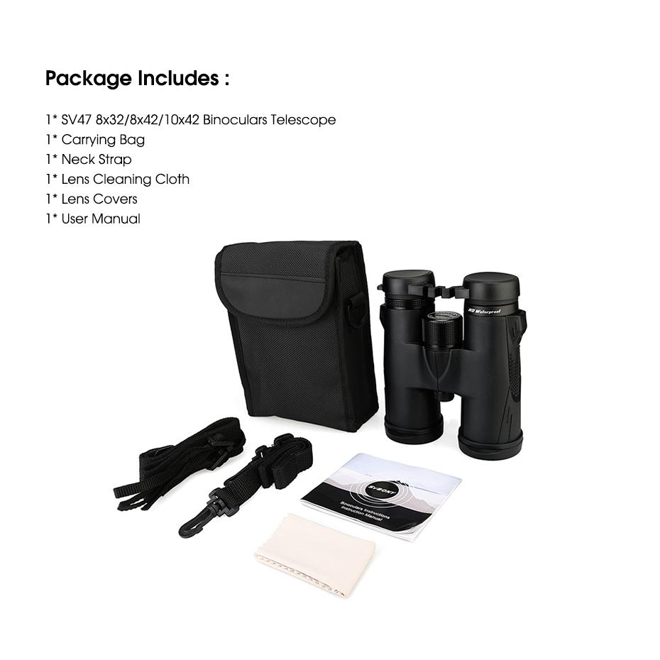 Binoclu SV47, binoclu profesional 8x32/8x42/10x42 rezistent la apă și ceață pentru BirdWatch