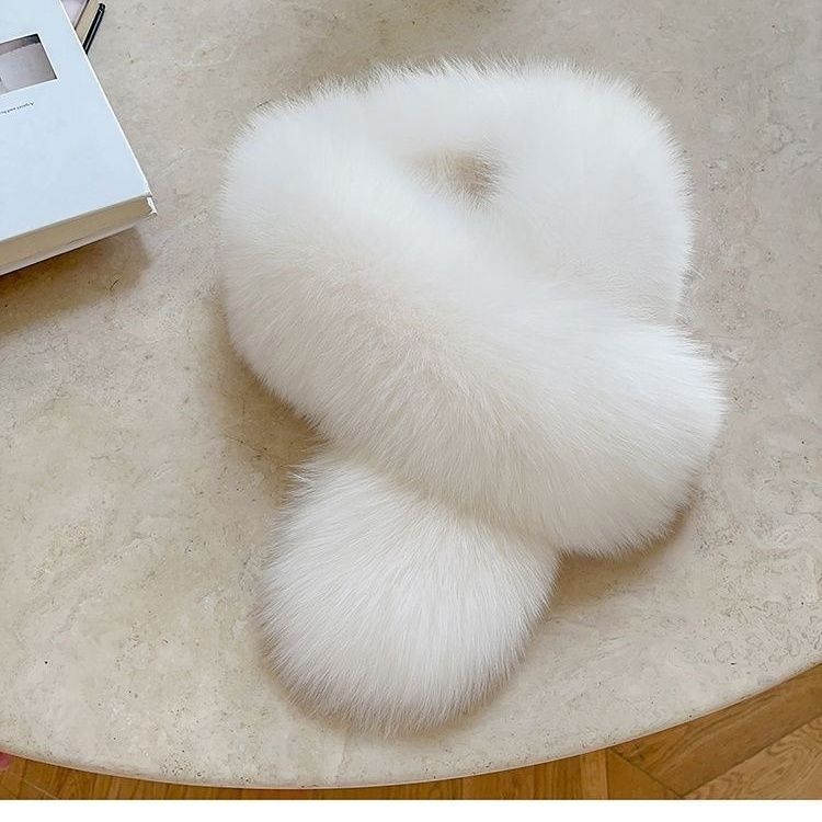 

Имитация лисы Утепленный шарф Мех Универсальный Зимний Однотонный Теплый Меховой воротник Осень и Зима Меховой шарф 75*12cm