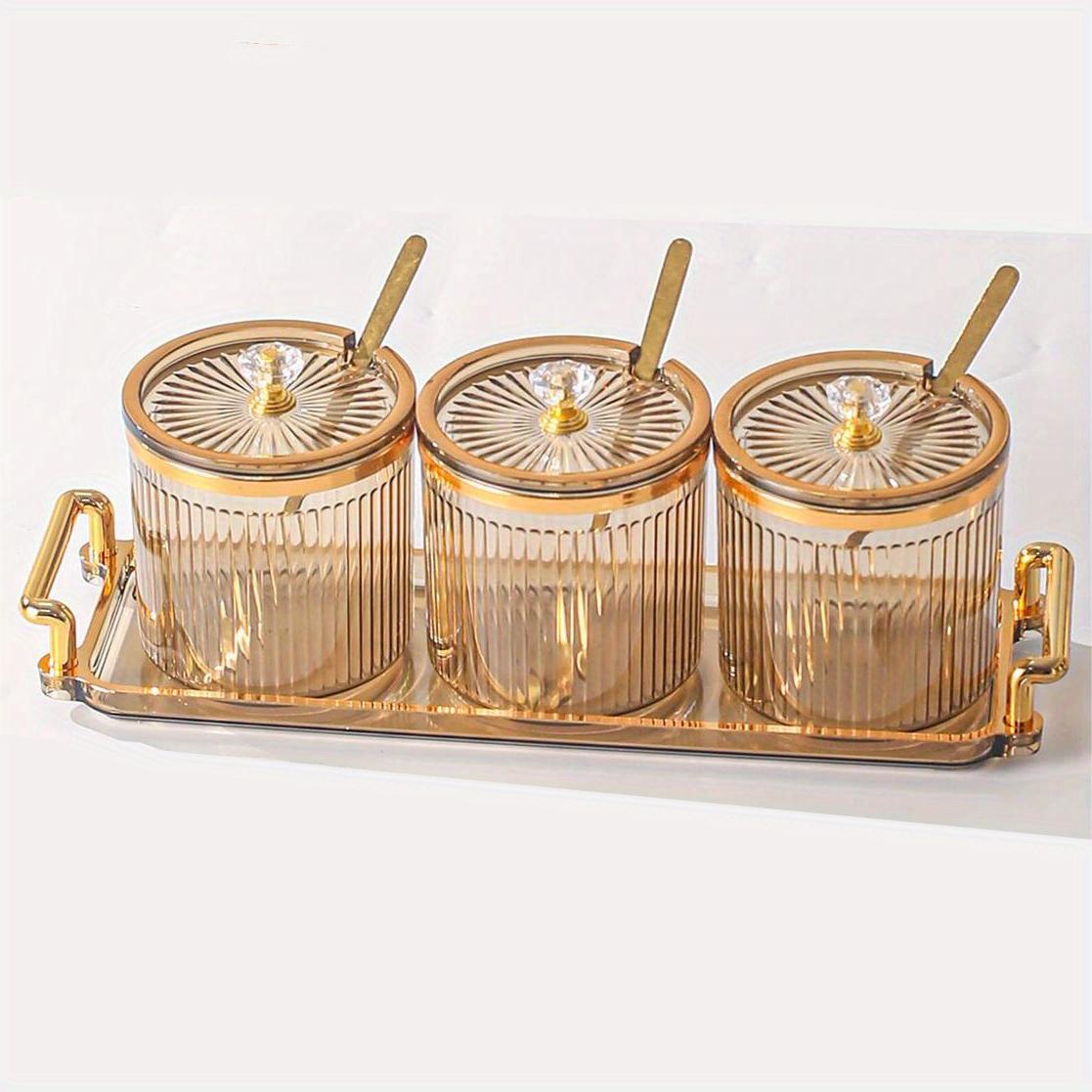 

1aset Высокая Красота Приправа Банка Кухня Дом Креативный Набор Приправ 1 Подставка 3 Банки с Ложкой