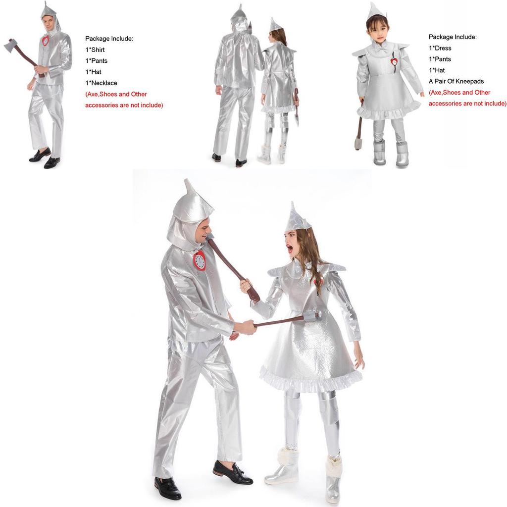 Enchanting Wizard Of Oz Tin Man Cosplay Costume For Adults And Kids In Silver