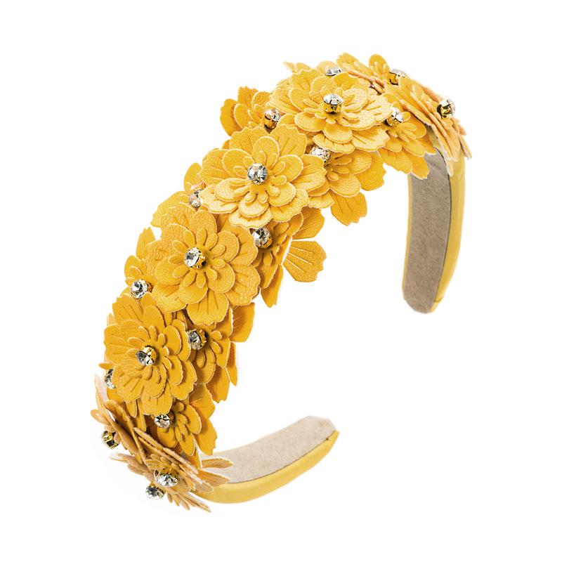 Vintage Rhinestone Floral Headband – Trendy Korean-Style Colorful Women's Hair Accessory