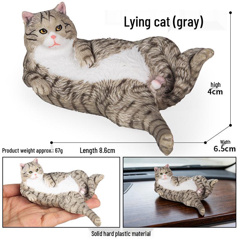 Yaratıcı Sevimli Kedi Bebek Süsleri - Tüysüz, Pastoral ve Yan Yatan Kediler Ev & Kahve Dükkanı Dekorasyonu İçin