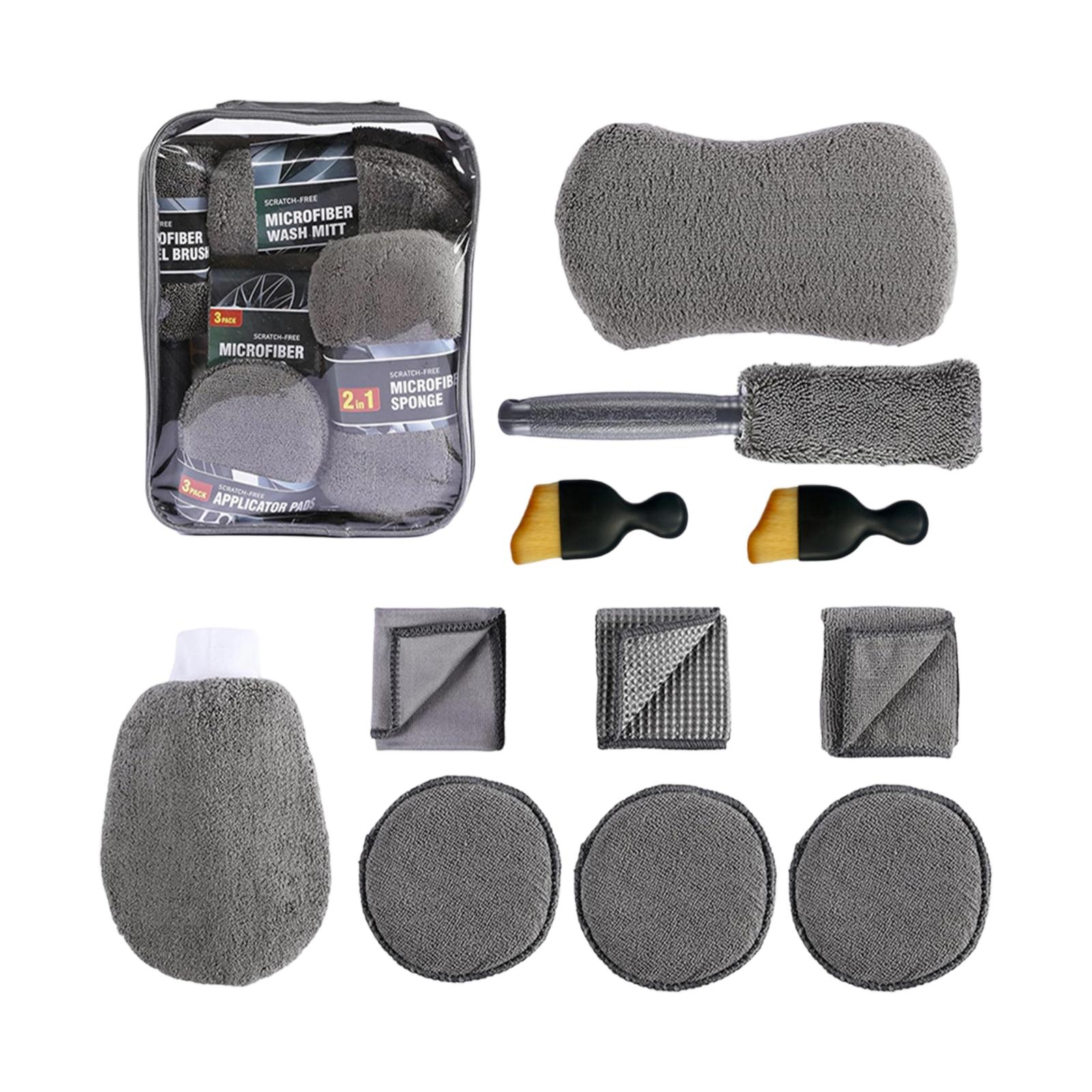 Car Cleaning Kit with Gloves, Microfiber Towels, Sponge - 11 Piece Detailing Tool Set for Car Wash and Waxing One Size