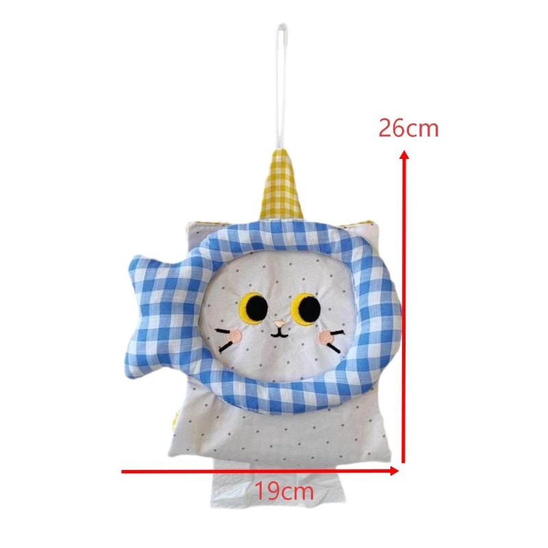 Cute Cat Tissue Bag Hanging Wall Mounted Tissue Holder Creative Tissue Box Storage Organizer For Home Bedroom Car Dormitory