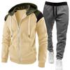 Men's Color Block Hooded Sweatshirt and Casual Sports Set