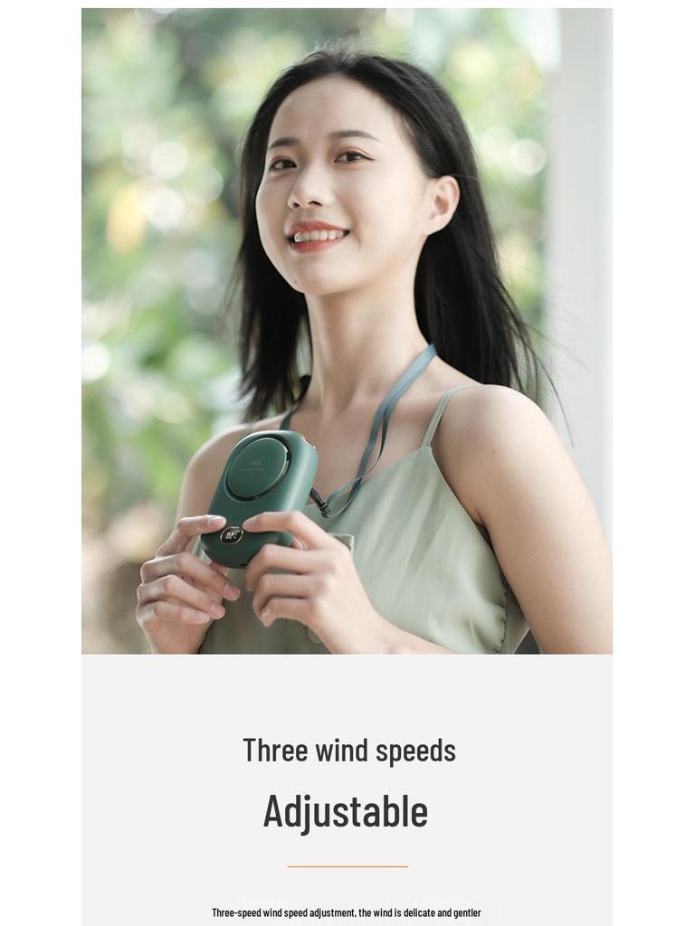 Portable USB Rechargeable Bladeless Fan with Clip and Digital Display for Neck or Waist