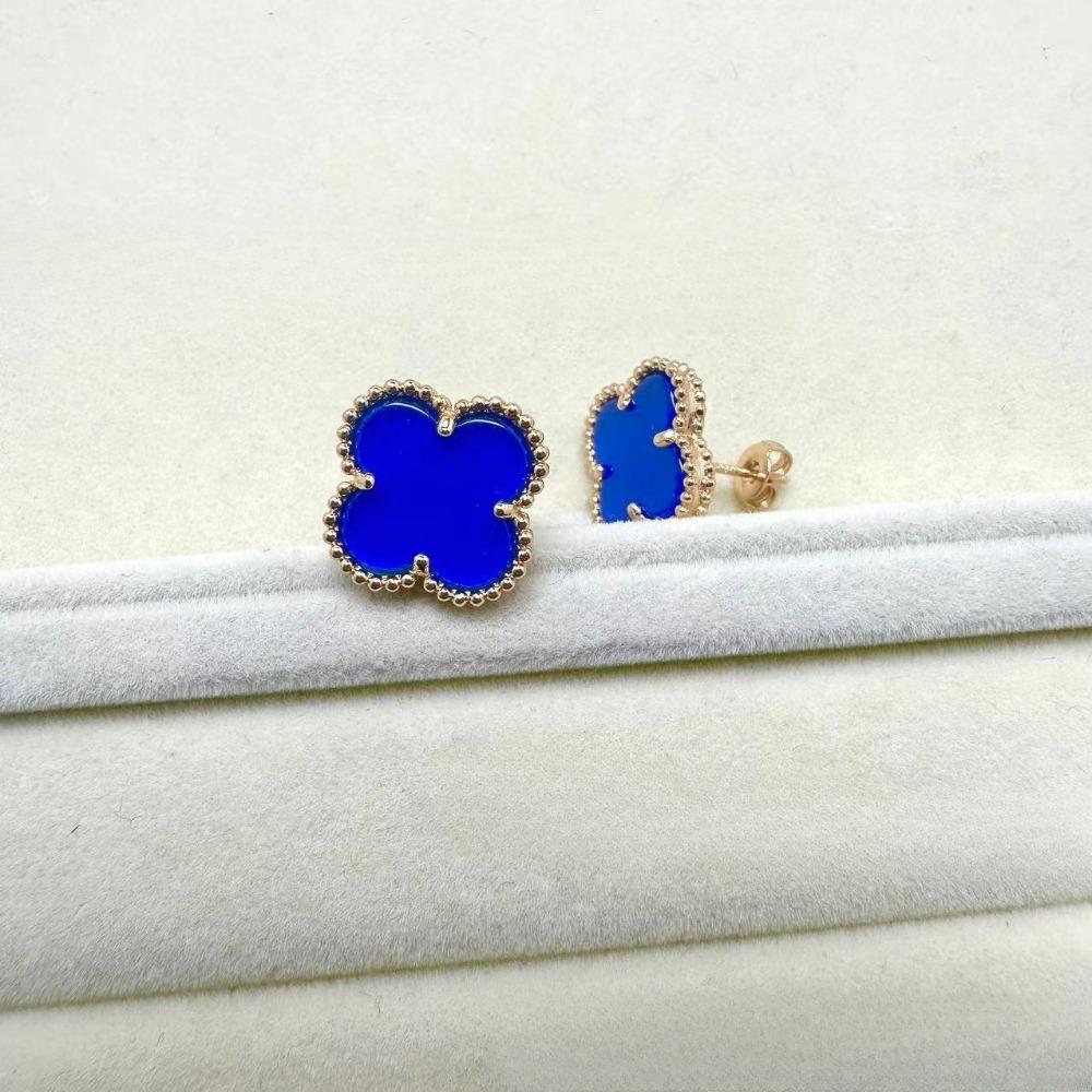 High-End Klassische Vierblattklee-Ohrringe für Damen, Roter Chalcedon High-End Damenohrringe