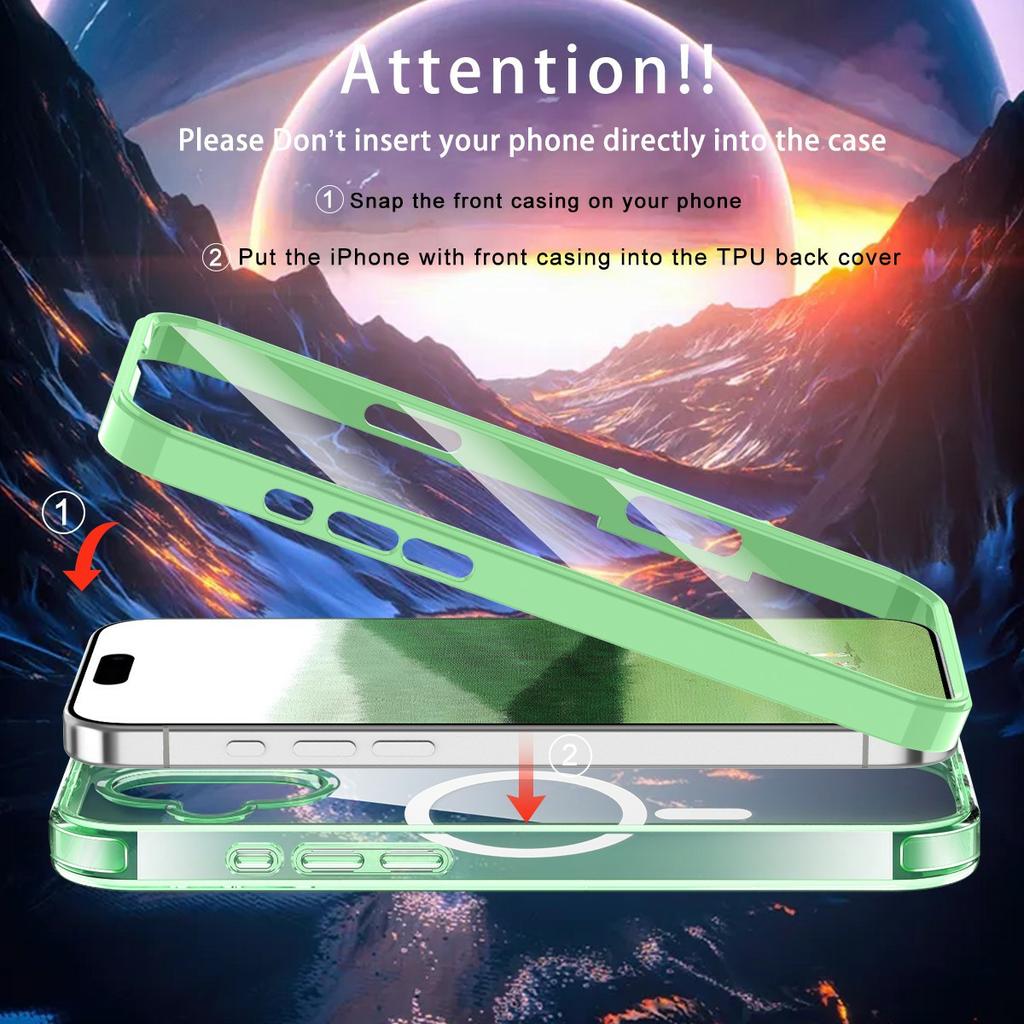 For iPhone 17 Case Compatible with MagSafe PC+TPU Clear Phone Cover with PET Screen Film