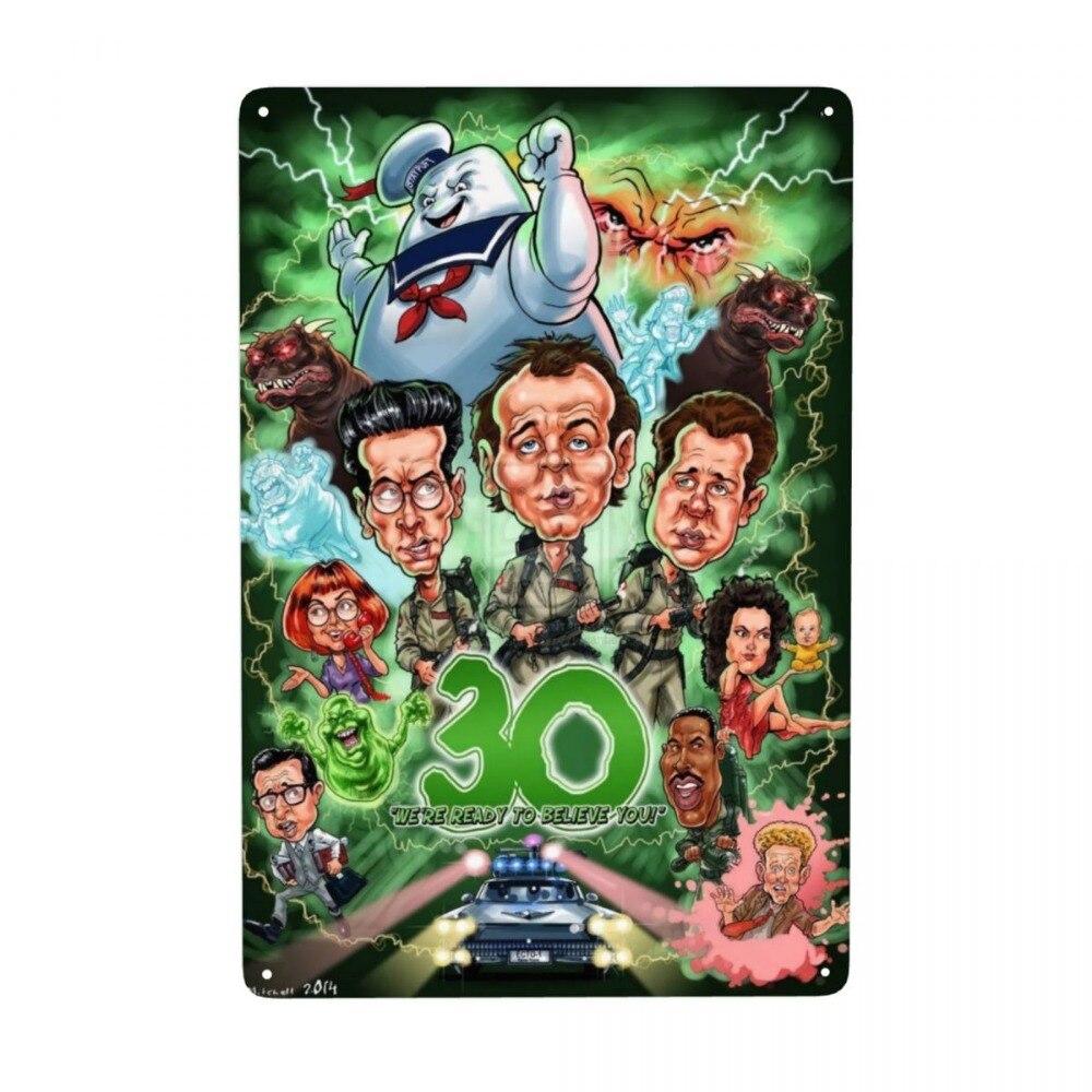 Vintage Cartoon Anime Ghostbusters Metallschild Blechschild Perfekte Wanddekoration für Pub Man Cave Bar oder Zuhause Dekoratives Kunstwerk für