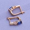 LSOOYH Clip Ohrringe Rose Gold Farbe Mode Ohrring Für Frauen Hohl Blau Zirkonia Ohrstecker Schmuck