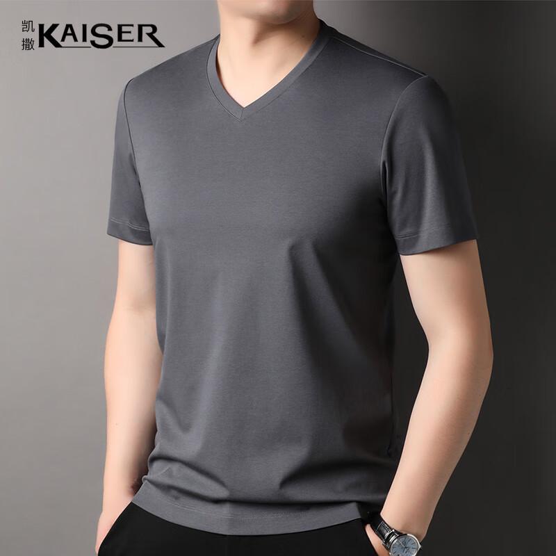KAISER Men s V-Neck Linen Blend T-Shirt KS7221 L/50