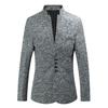 Herren Schlanke Passform Stehkragen Mehrknöpfig Lässiger Blazer Anzugjacke