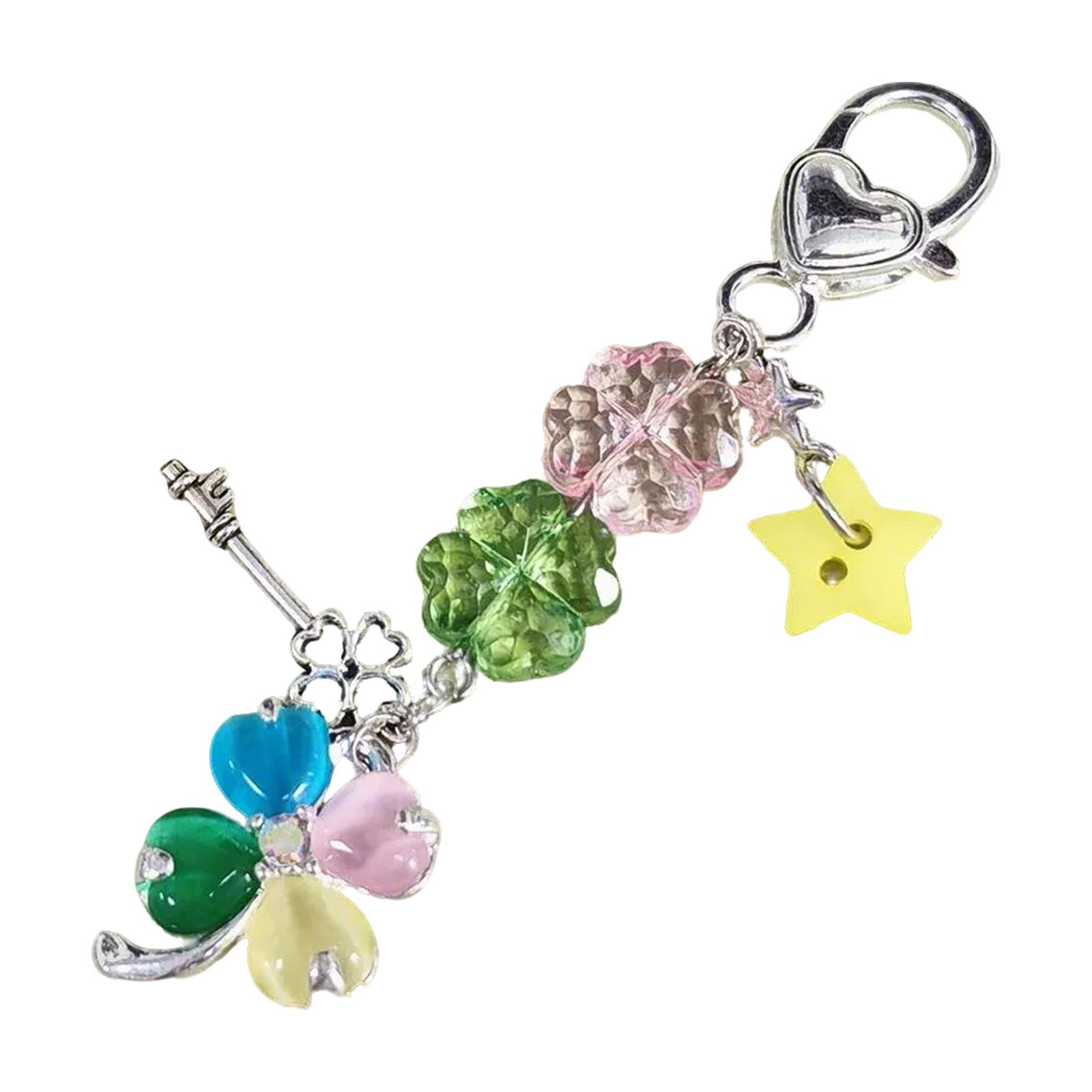 Clover Phone Charm Keychain Accessory Pendant Featuring Lucky Star Designing for Unique Style and Fashionable Look разноцветный