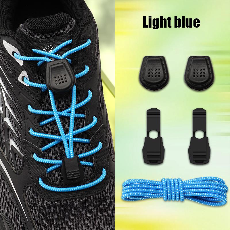 1Pair Press Lock Buckle Lazy Shoe Laces Elastic Round Shoelaces with For Kids Adults Suitable for A Variety of Shoes