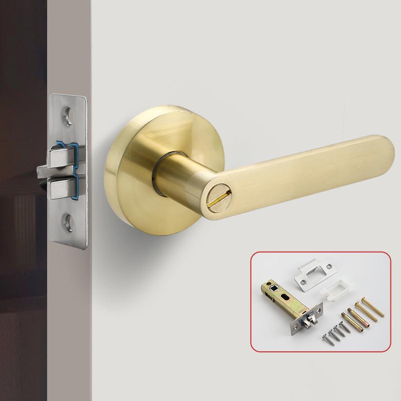 Door Handle Door Lock High-Grade Zinc Alloy Replacement Spherical Lock Bedroom Bathroom Three-Bar Door Lock Hardware