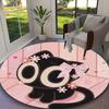 Black Cat Rug Ideal for Reading Room, Multi-purpose Office Chair Sofa Carpet, Anti-slip Printed Home Round Rug