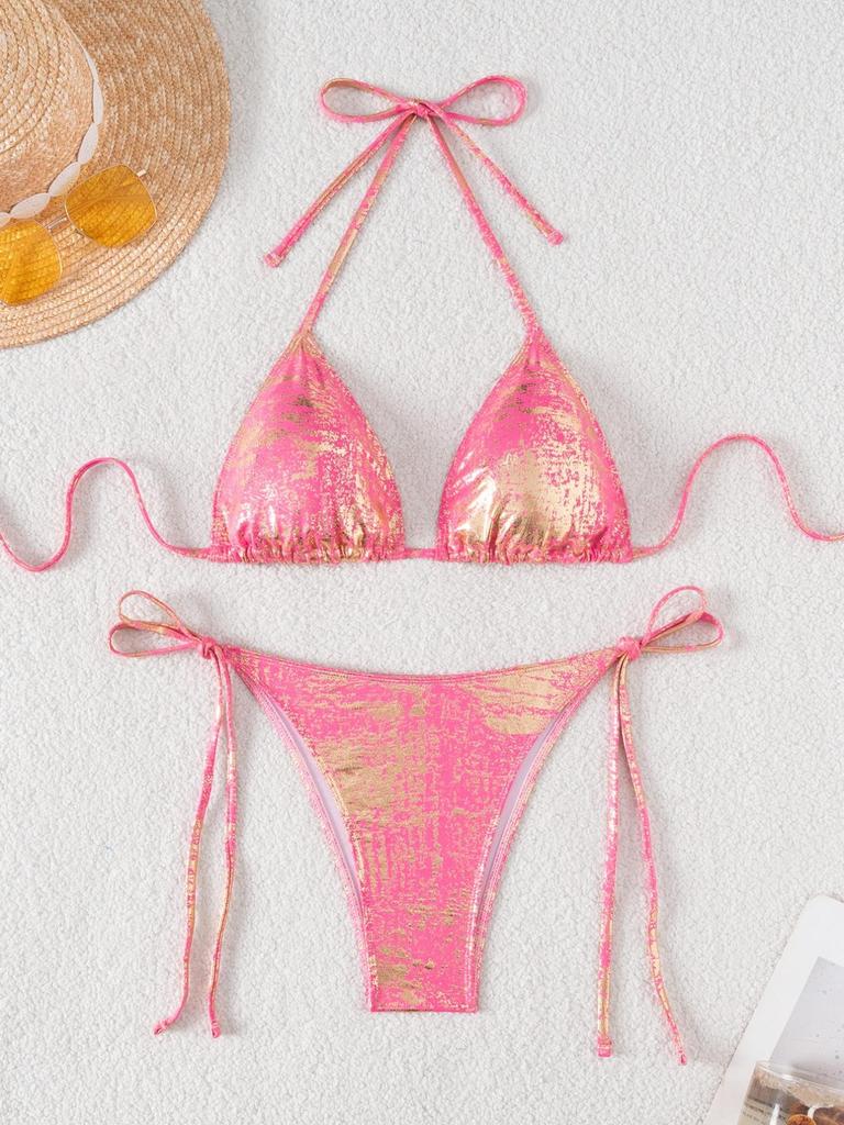Costume da bagno da donna sexy con coulisse laccio laterale a vita alta nuovo bikini