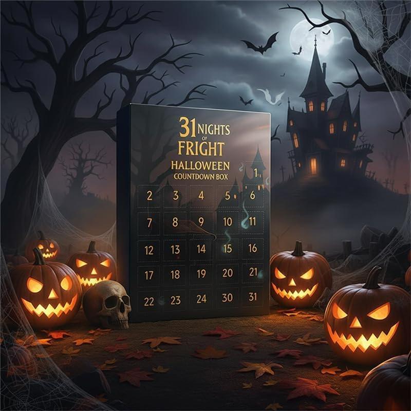 31 Nights Of Fright Halloween Countdown Box - 2025 Advent Calendar With 31 Spooky Figurines, Horror Collectible