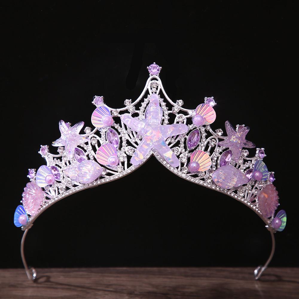 Mermaid Fish Crowns Ocean Style Costume Seashell Starfish Tiaras for Women Girls Princess Birthday Party Hair Accessories