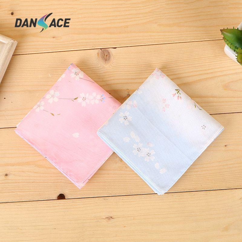 

Women s Handkerchief about 45cm60 Combed Pure Cotton Print Handkerchief Portable Sweat-Absorbent 100% Cotton Handkerchief Square Scarf Tide 2 gradient cherry blossoms