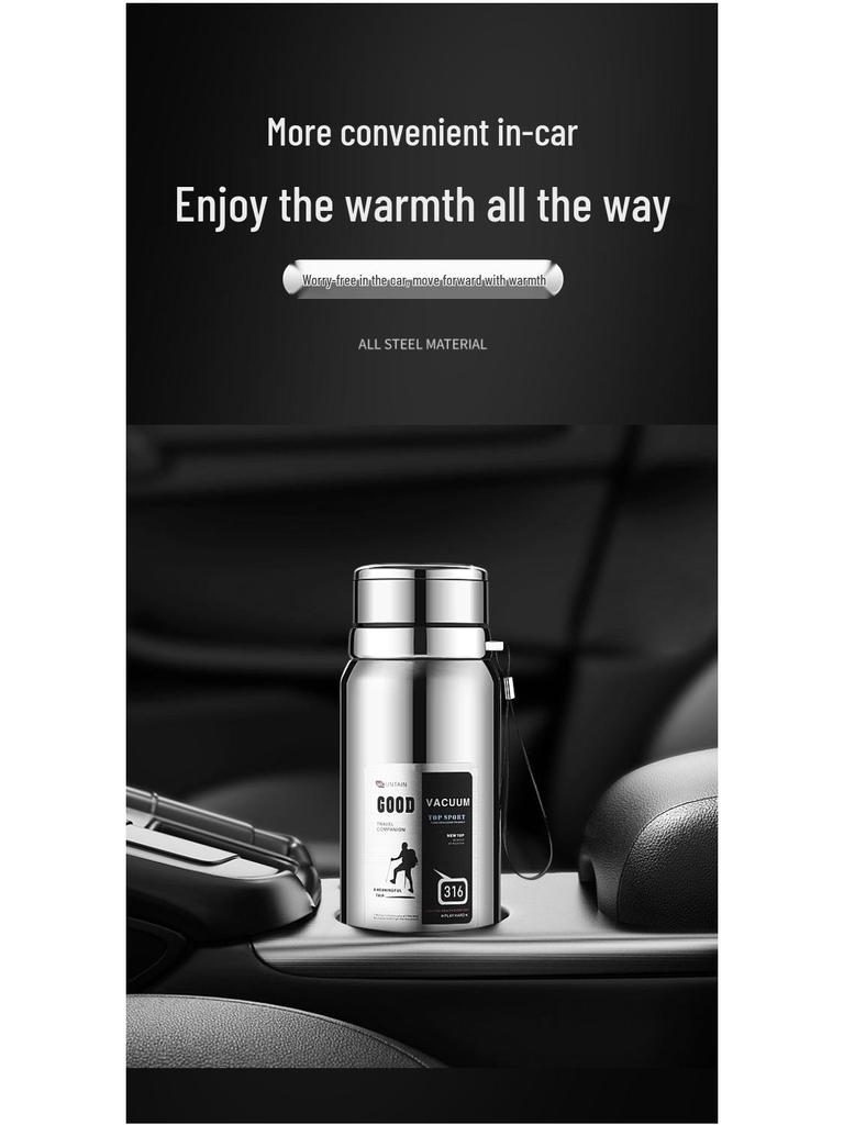 316 Stainless Steel Insulated Water Cup with Tea Infuser - 1000ml/1500ml, Large Capacity for Car, Students, and Outdoor Use