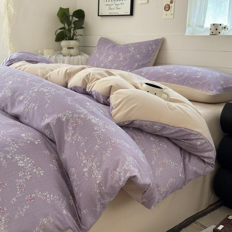 Class A Double Layer Gauze Floral Jacquard Bamboo Cotton Bedding Set - Fresh Design for Student Dormitory