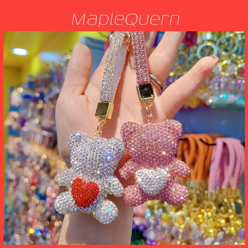 Cute Heart Bear Keychain With Czech Rhinestones For Couples And Gifts
