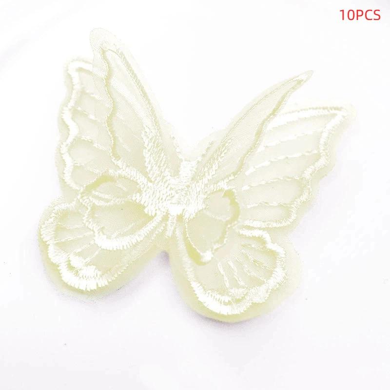 10 Stück Stickerei Spitze Schmetterling Aufnähen Aufbügeln Aufnäher Abzeichen Hochzeit Brautkleid Bestickte Applikation Basteln DIY Nähzubehör
