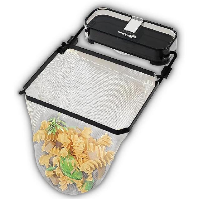 Kanggoulu Sink Strainer, Rotatable Kitchen Sink Strainer with 100Pcs Filter Mesh Bags, Food Catcher Filter Holder for Corner Sink (Black)