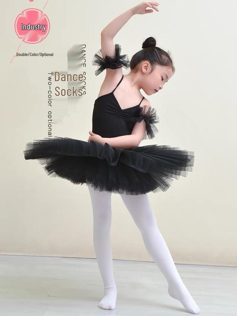 Children's Seasonal 80D White Velvet Cut-Out Dance Tights