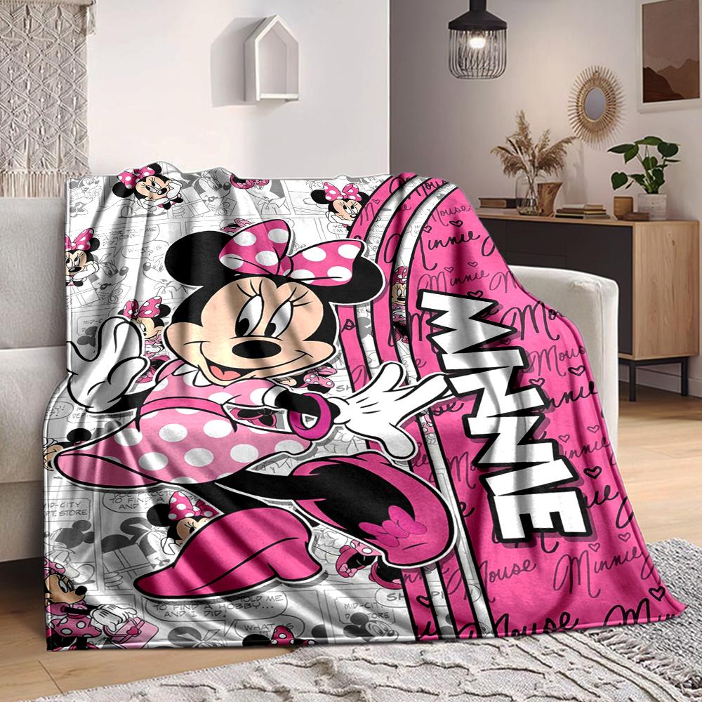 1Pc Minnie Mouse Fashion Icon Blanket Soft And Comfortable Casual Warm Camping Travel Christmas Halloween Xmas Gift M924405