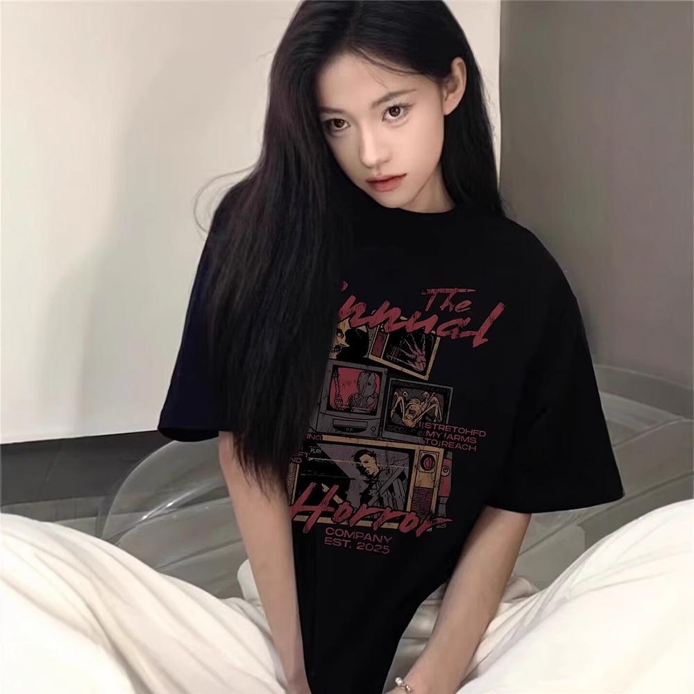 Women's 2025 Loose-Fit Cartoon Hip-Hop Cotton T-Shirt