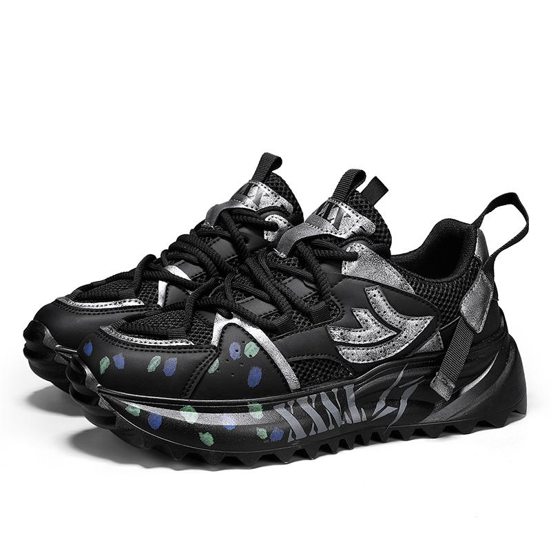 Klobige Sneaker Herren Designer Sportschuhe Mode Lässig Mikrofaserleder Mesh Atmungsaktiv Höhenerhöhend Flache Plateau-Schuhe