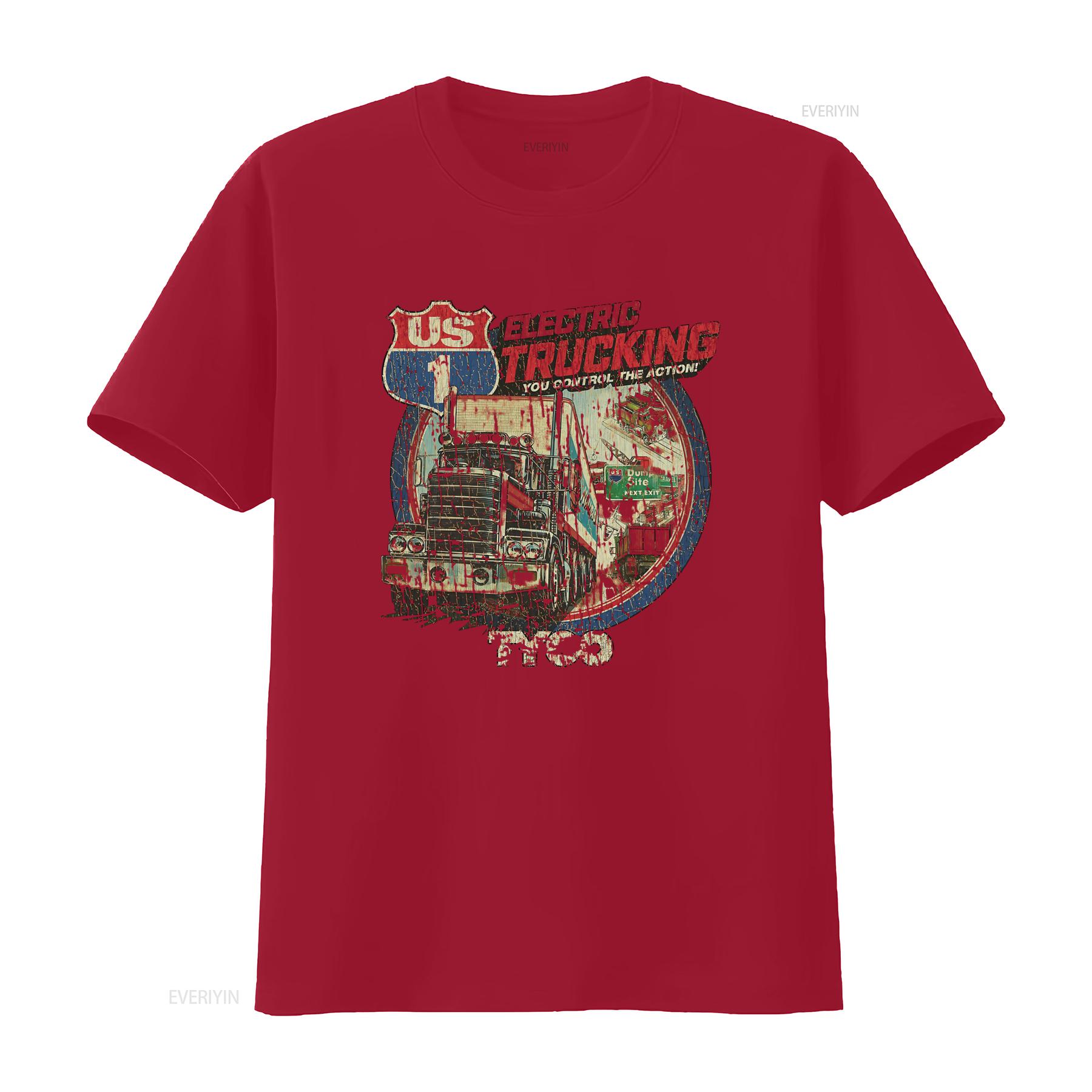 

US 1 Electric Trucking 1981 Vintage Mens T Shirt Retro Truck Design Action Theme Durable Fabric vintage Washed Comfortable S