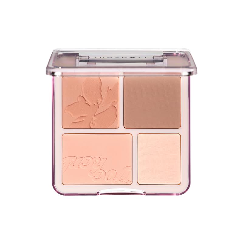 Official Japanese JUDYDOLL Selfish Cheek Highlighter Chinese Cosmetics Cheek Palette Matte Highlighter Multi-Palette (06 Fluffy Face Hazel Mocha, 9g)